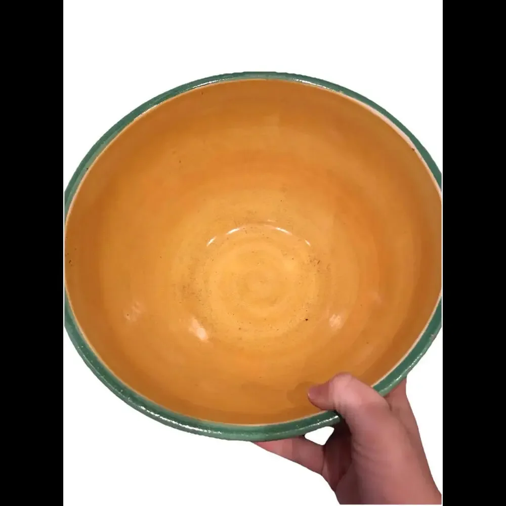 🍽️Large Hand Painted Bowl - Yellow With grapes
